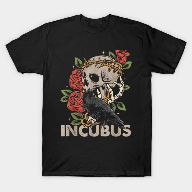 Incubus - Crow Left Skull - Morning And Flower - Gothic Graphic T-Shirt by The Full Moon Shop